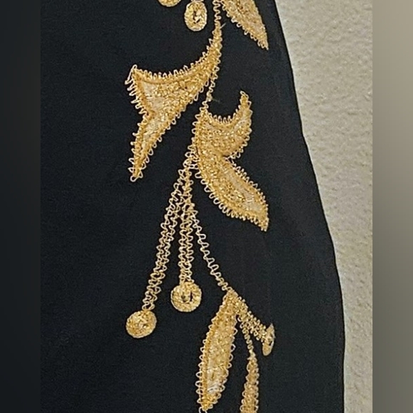EUC Free People Gold Leaf Motif LBD Embroidered - Picture 5 of 10